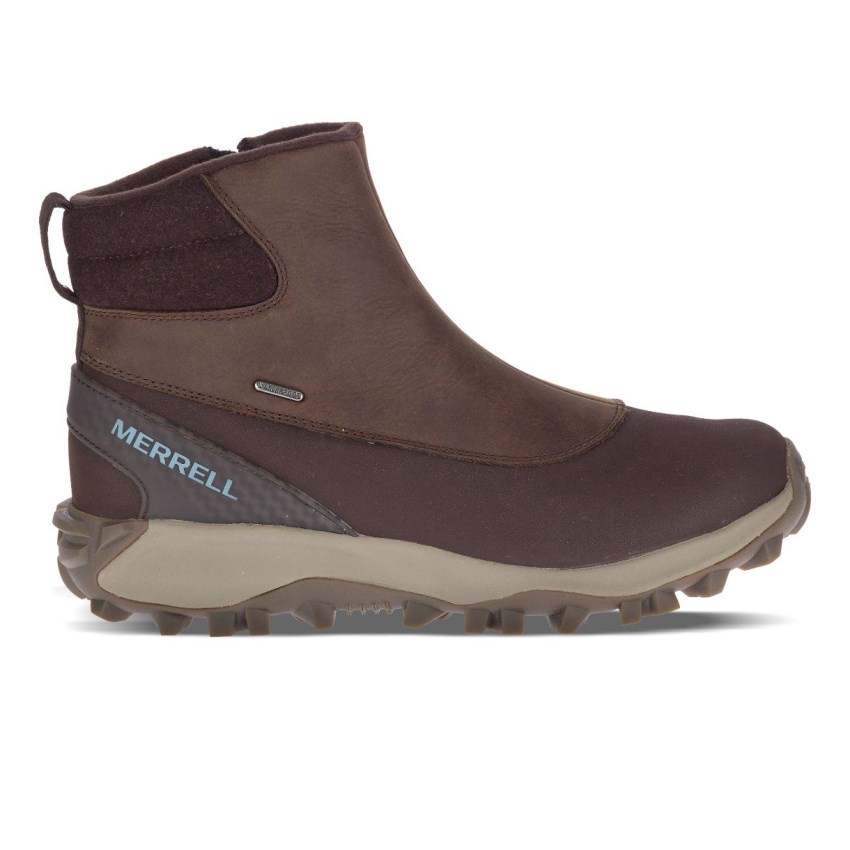 Bottes Merrell Thermo Kiruna Mid Zip Waterproof Bordeaux/Marron Femme | C.Y.KNOG